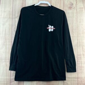 Trader Joes Black Long Sleeve Hibiscus Flower Logo T Shirt Mens Size XL